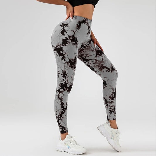 Women’s Tie-Dye Scrunch V-Leggings – High-Waisted Yoga & Gym Tights