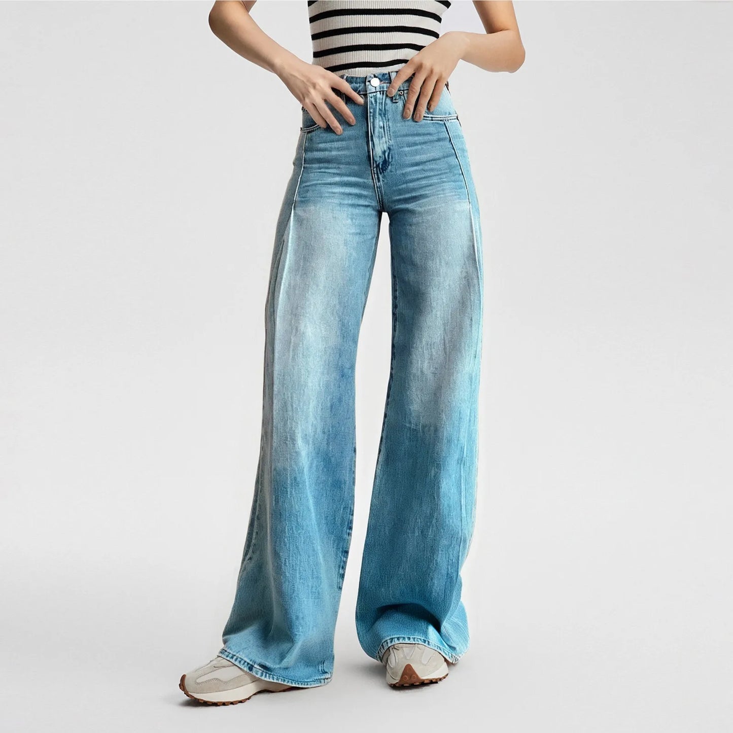 Vintage Irregular High Waist Wide Leg Jeans – Baggy Slimming Streetwear for Women
