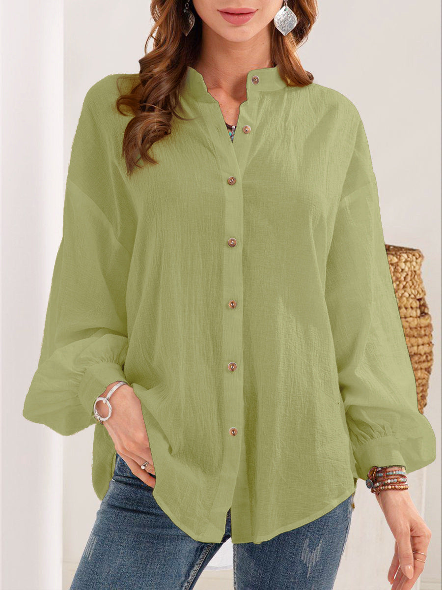 Women’s Cotton-Linen Long-Sleeve Cardigan Shirt – Lightweight & Stylish