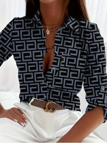 Women's Printed Long Sleeve Shirt – Stylish, Soft & Versatile