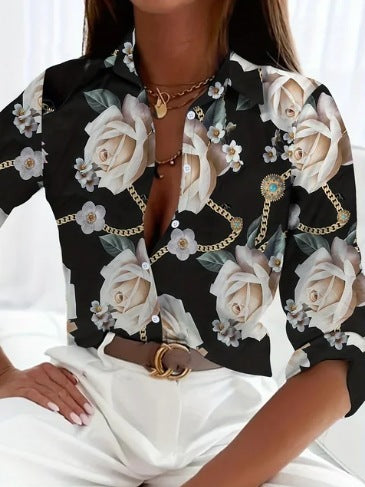Women's Printed Long Sleeve Shirt – Stylish, Soft & Versatile