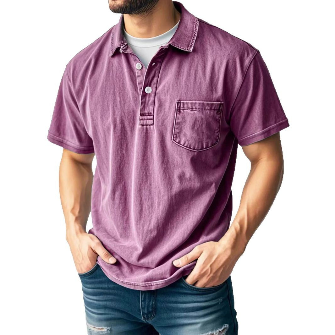 Men’s Casual Short Sleeve Polo Shirt with Lapel – Versatile & Stylish