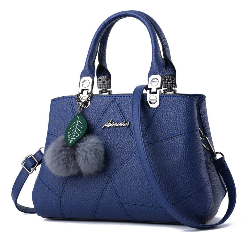 Women's Geometric Print Shoulder Messenger Bag with Ball Pendant | Stylish Crossbody Handbag