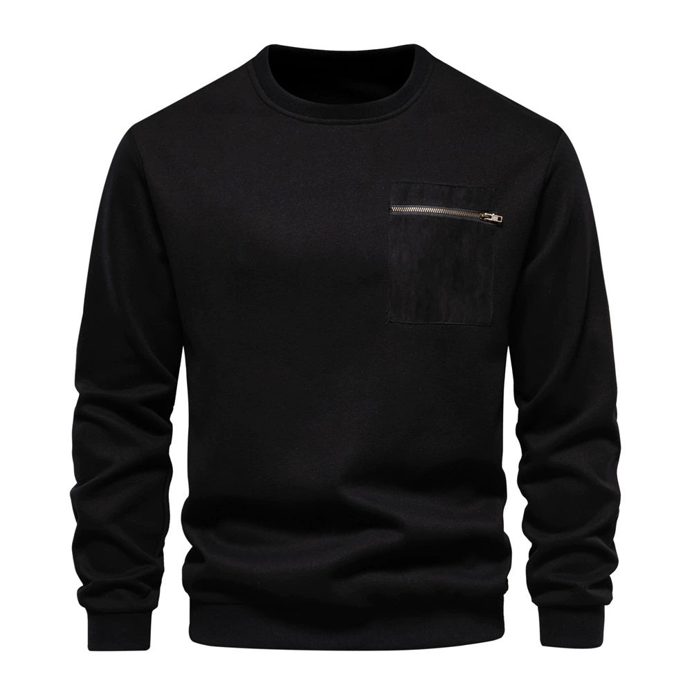 Men’s Contrast Pocket Pullover – Long Sleeve Spring Layer