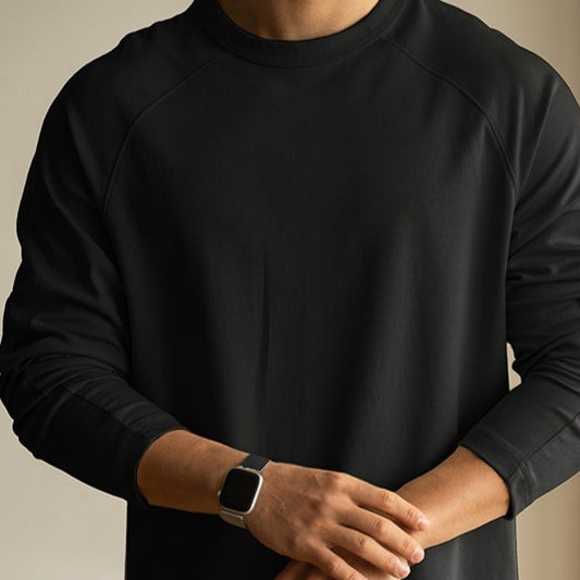 Men's loose Long Sleeve Solid Color Bottoming Shirt – Casual & Layer-Ready