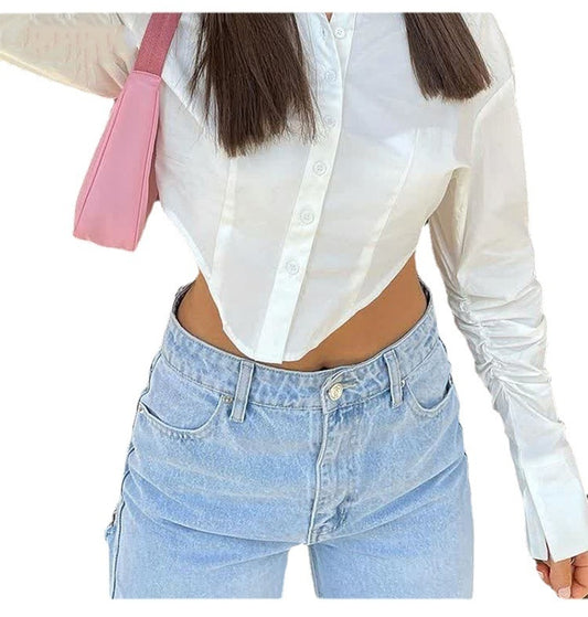 High Waist Stretch Ripped Hem Slit Denim Trousers for Women
