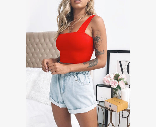 Summer Chic Ribbed Crop Tank – Women’s Sleeveless Streetwear Top