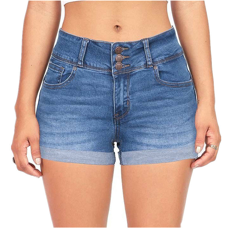 Women’s Waist-Tight Elastic Denim Shorts – Casual Summer Hot Pants