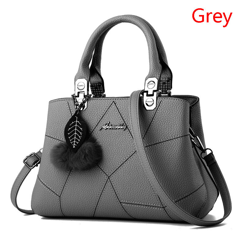 Women's Geometric Print Shoulder Messenger Bag with Ball Pendant | Stylish Crossbody Handbag