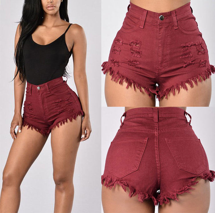 Stretch Sexy Frayed Denim Shorts Women's Hot Pants