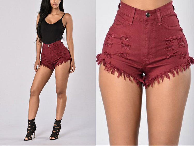 Stretch Sexy Frayed Denim Shorts Women's Hot Pants