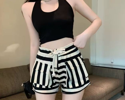 Striped Casual Cargo Shorts